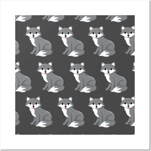 Silver Fox Animal Cute Adorable Pattern Multi Nature Wall Art by Mellowdellow